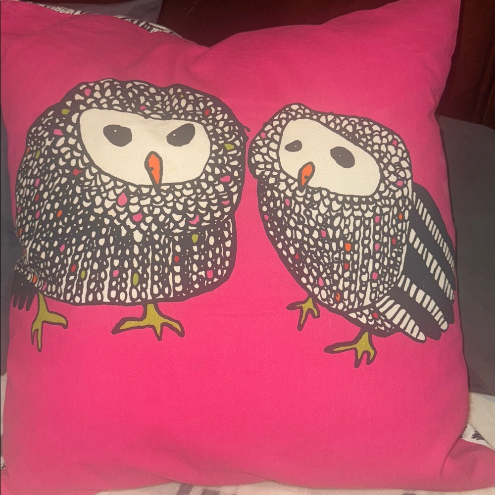 Ikea Gulort 20"×20"  Black & White Owl Pair On Hot Pink Pillow Cover and Pillow